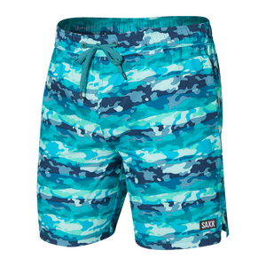 SAXX BATHING SUIT OH BUY 2N1 VOLLEY 7" BLUE MURA CAMO